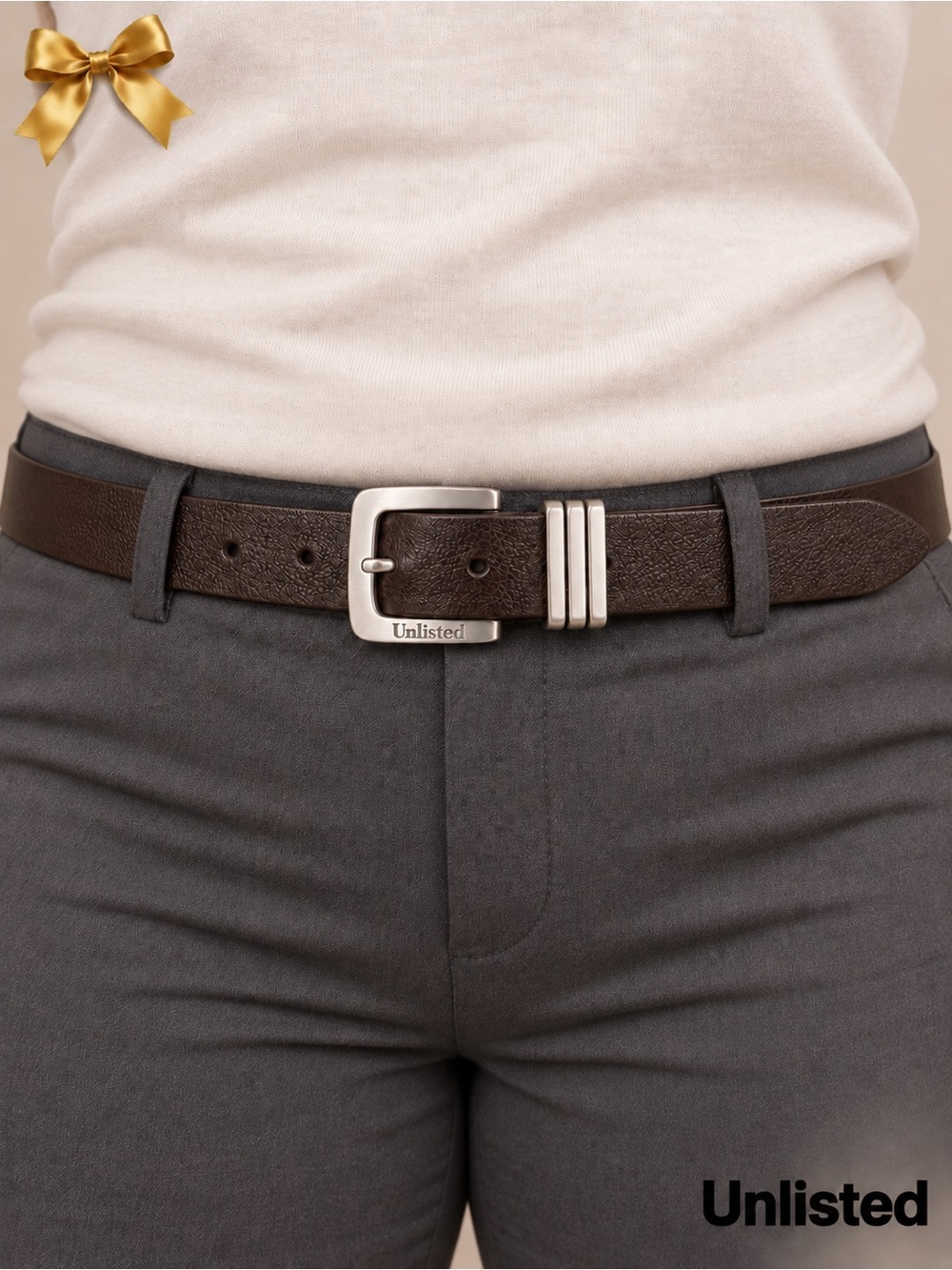 Unlisted by Kenneth Cole Dark Brown Genuine Leather Belt Large